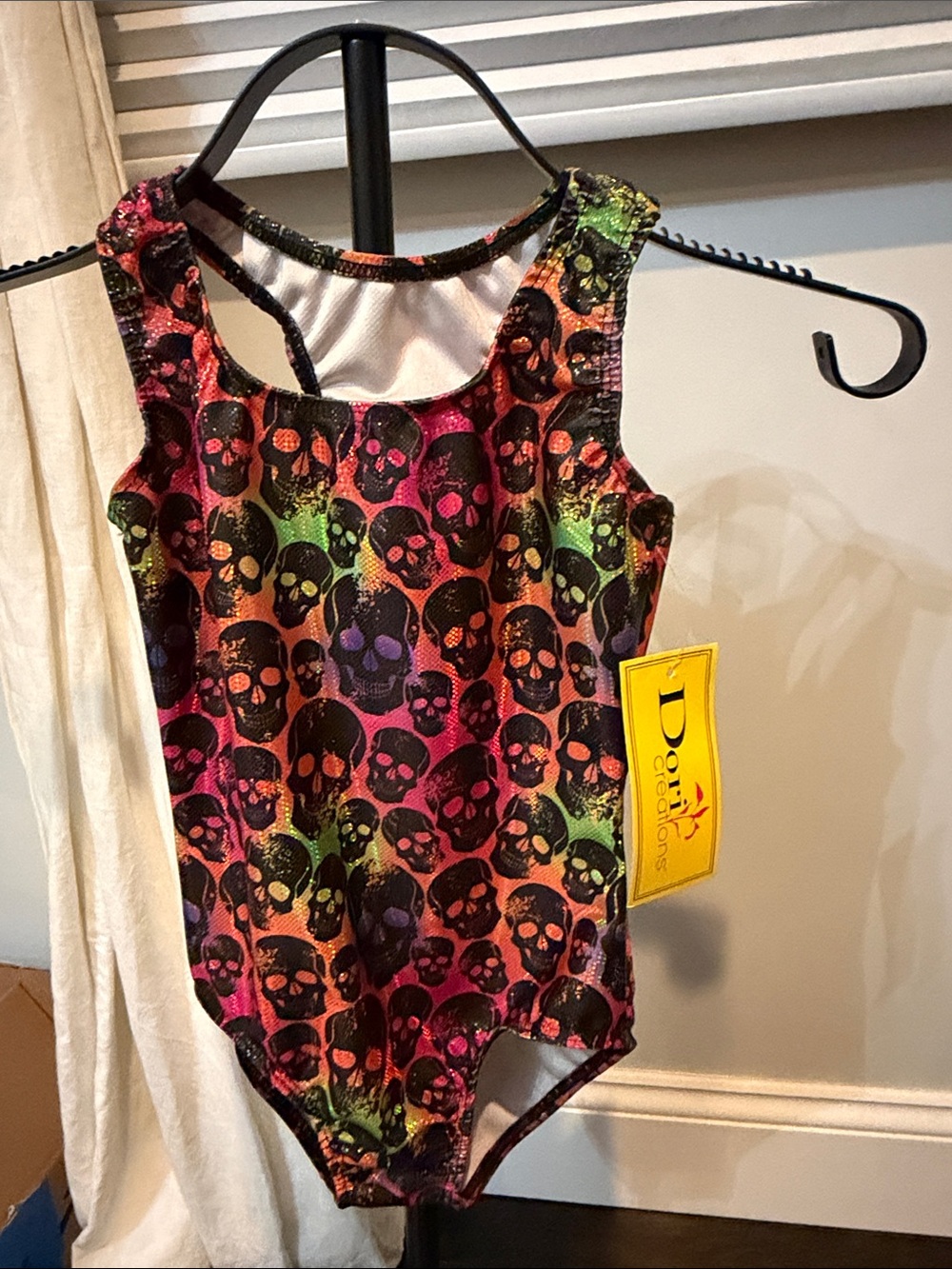 Girls' Neon Skull Tank Leotard - Multicolor